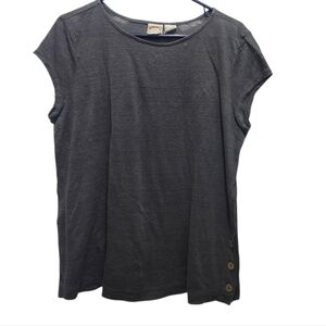 C & C California 100% Linen Gray Size XL Thin Pullover Top Side Button Details